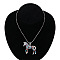 Alloy Colorful Rhinestone Horse Pendant Necklaces for Kid, Platinum, 19.69 inch(50cm)