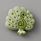 Food Grade Eco-Friendly Silicone Beads, Peacock, Dark Sea Green, 27x27.5x9.5mm, Hole: 2.3mm