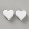 Heart Food Grade Eco-Friendly Silicone Beads, White, 12x14x8mm, Hole: 2.2mm