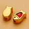 Alloy Enamel Beads, Fish, Golden, 11x7mm, Hole: 2.5mm