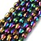Electroplate Glass Bead Strands, Faceted, teardrop, Multi-color Plated, 12x8mm, Hole: 1mm, about 60pcs/strand, 27.5 inch