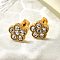 Ion Plating(IP) 304 Stainless Steel Stud Earrings, with Rhinestone, Real 14K Gold Plated, Flower, Crystal, 8x8.5mm