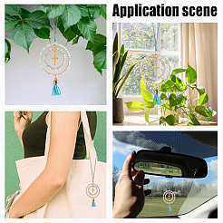 Подвеска-крест из стекла и нержавеющей стали 304 и сплава&nbsp;HJEW-DR00172