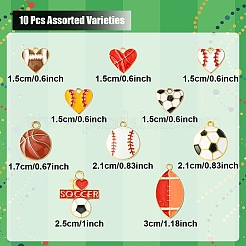 10 шт. 10 подвески в спортивном стиле с шариками из сплава и эмалью&nbsp;ENAM-YW0004-55