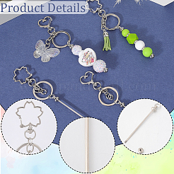 10шт. брелок для ключей из железного прута с бусинами&nbsp;KEYC-SC0001-76