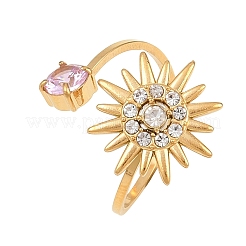 Открытые кольца-манжеты из нержавеющей стали 304 со стразами.&nbsp;RJEW-Z132-05G