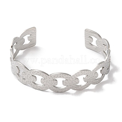 Не тускнеющие текстурированные полые открытые браслеты-манжеты из нержавеющей стали 304 для женщин&nbsp;BJEW-I315-02P