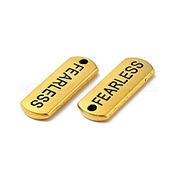 Тибетский стиль сплава прямоугольник с подвесками слов бесстрашных&nbsp;TIBEP-Q043-064AG-RS