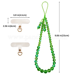 Круглые мобильные ремешки из синтетического лунного камня с бусинами&nbsp;HJEW-SW00042-02