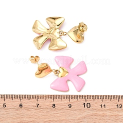 Серьги-гвоздики с бантом из нержавеющей стали 304 с эмалью&nbsp;EJEW-K268-81G