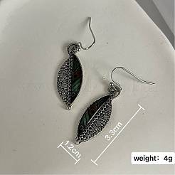 Серьги-подвески из эпоксидной смолы с листовым сплавом&nbsp;FS-WGB5DD2-01