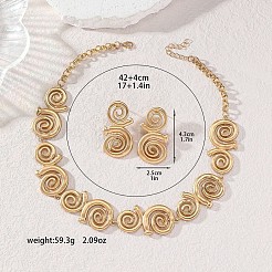 Комплекты из цепочки и сережек-гвоздиков из сплава с вихревыми звеньями для женщин&nbsp;FS-WG65950-01