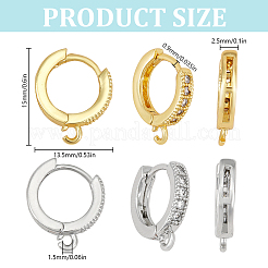 20 шт. 2 цвета латунные серьги-кольца Huggie&nbsp;KK-DR0001-26