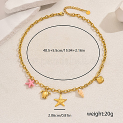 Элегантные ожерелья из нержавеющей стали 201 в форме морской звезды для женщин&nbsp;WB2841