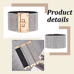 3шт. набор из широких браслетов-шнуровок со стразами двух цветов с бархатной подкладкой&nbsp;BJEW-AN0001-73