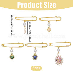 5 шт. железные английские булавки в форме сердца и листа&nbsp;JEWB-CA00013