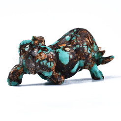 Корова в сборе из натурального бронзита и синтетической акватерра-яшмы&nbsp;G-N330-38