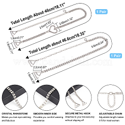 2 комплект из 2-х стильных латунных нескользящих бретелей для бюстгальтера со стразами&nbsp;AJEW-NB0003-13