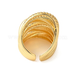 Открытые манжеты из латуни с микропаве и прозрачным цирконием для женщин&nbsp;RJEW-A048-23G