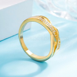 Женские кольца на палец из латуни с микропаве и кубическим цирконием&nbsp;FS-WG5E550-02