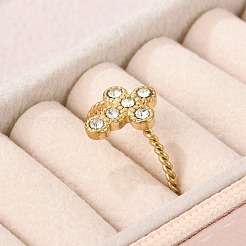 Кольца-манжеты из нержавеющей стали 304 с кристаллами и стразами для женщин&nbsp;RJEW-G338-03G