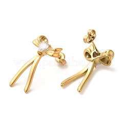Серьги-гвоздики с бантом из нержавеющей стали 304&nbsp;EJEW-C113-01G