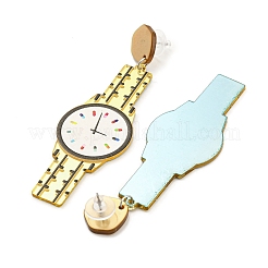 Сверкающие акриловые серьги-гвоздики в форме часов со штифтами из нержавеющей стали 304&nbsp;LS-EJEW-C063-01B