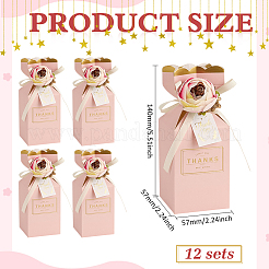 Прямоугольные бумажные коробки для хранения конфет с пластиковым цветком&nbsp;CON-WH0095-173