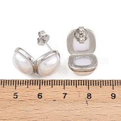 Квадратные серьги-гвоздики из нержавеющей стали 304 и искусственного жемчуга ABS&nbsp;EJEW-Z155-02P
