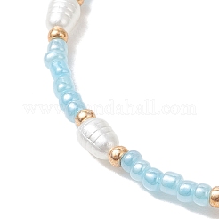 2 шт. стеклянный браслет с бисером из АБС-пластика и имитацией жемчуга&nbsp;BJEW-MZ00293