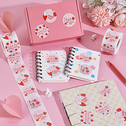 Плоские круглые с наклейками в форме клубники рулон&nbsp;STIC-WH0012-14B