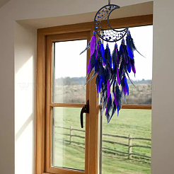 1 шт. хлопковая тканая паутина/сетка с подвесными украшениями из перьев&nbsp;HJEW-DJ0001-29B