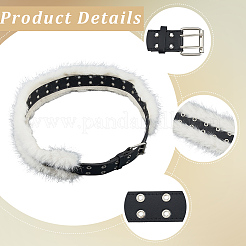 Женские ремни-цепочки из искусственной кожи и искусственного меха черного цвета&nbsp;AJEW-WH20006-388A-01