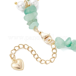 Браслеты из натурального зеленого авантюрина с бусинами для женщин&nbsp;BJEW-JB12301-01