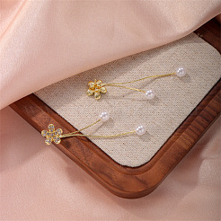 Серьги-гвоздики с кисточками из цветочного сплава и кристаллами горного хрусталя&nbsp;FS-WGCF411-01