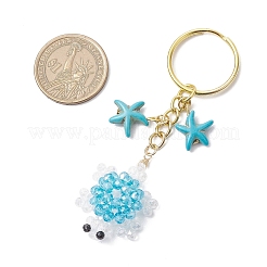 Стеклянные и синтетические бирюзовые брелки в виде черепахи&nbsp;KEYC-MZ00040-05