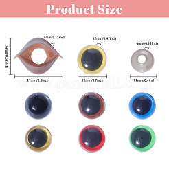 140 шт. 7 цвета полукруглые пластиковые безопасные глаза и наборы век&nbsp;DIY-GL0005-17