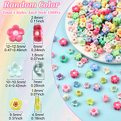 300шт 3 стиля непрозрачные акриловые бусины&nbsp;MACR-SP0002-05