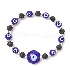 Браслеты из натуральной лавы и бусин ручной работы в технике лэмпворк&nbsp;BJEW-JB11984-02