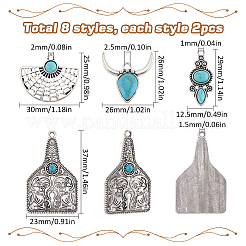 16 шт. 8 подвески из искусственной бирюзы из смолы&nbsp;FIND-SC0007-68