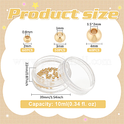 150 шт. 3 стиля цельные круглые латунные бусины&nbsp;KK-BC0013-05