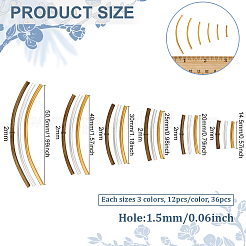 216 шт. 18 стиля латунные изогнутые трубчатые бусины&nbsp;KK-PH0012-25