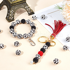 50 шт. круглые бусины из пищевого экологически чистого силикона с рисунком коровы/зебры&nbsp;SIL-SC0002-01