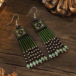 Серьги-люстры ручной работы в богемном стиле из стеклянного бисера.&nbsp;DO8227