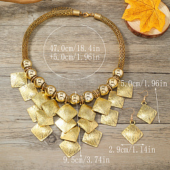 Комплект из ожерелья с подвеской в виде ромба и серег-подвесок из сплава&nbsp;FS-WG53DC8-01