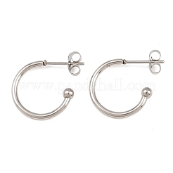 Серьги-гвоздики из нержавеющей стали 304 в форме буквы С&nbsp;EJEW-Z154-01P-02