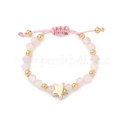 Природного розового кварца кольца&nbsp;RJEW-JR00897-03