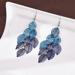 Серьги-подвески в форме листьев из нержавеющей стали 430&nbsp;EJEW-A137-08P-04