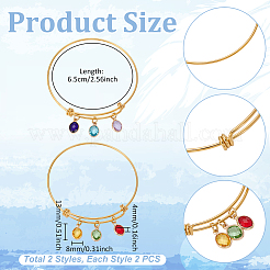 4шт 2 стиля браслеты с подвесками из нержавеющей стали 304 для женщин&nbsp;BJEW-UN00031