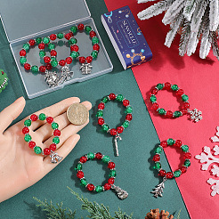 Рождественская тема стеклянные бусины кольца для салфеток&nbsp;AJEW-SC00031